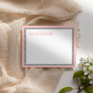 Glittery Roze en Zilver Dank u Platte Kaart