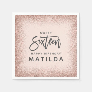 Glittery roze girly script, modern 16th servet