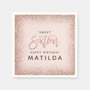 Glittery roze girly script, modern 16th servet