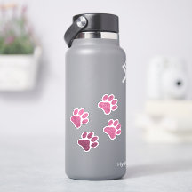 Glittery roze paw print 4 paws vinyl Stickers