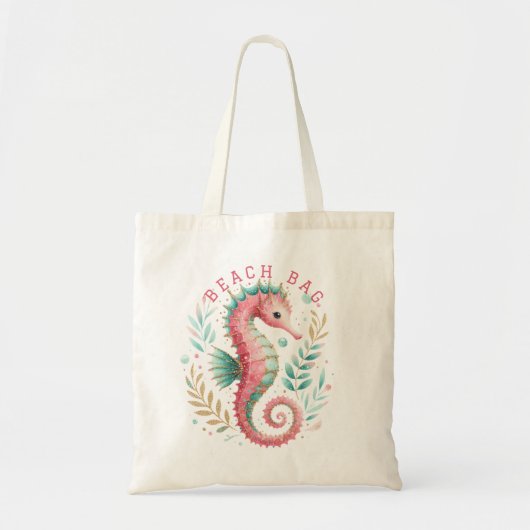 Glittery Seahorse Aangepaste tekst Tote Bag (Voorkant)
