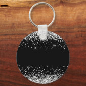 Glittery Silver en Black Girly Naam Sleutelhanger (Achterkant)