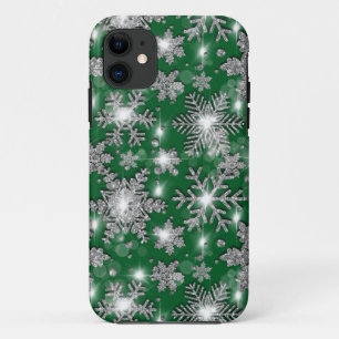 Glittery Silver Festive sneeuwvlokpatroon iPhone 11 Hoesje
