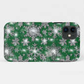 Glittery Silver Festive sneeuwvlokpatroon Case-Mate iPhone Case (Achterkant (horizontaal))