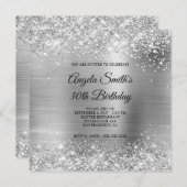 Glittery Silver Foil 30th Birthday Kaart (Voorkant / Achterkant)