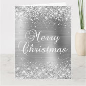 Glittery Silver Foil Big Merry kerst Kaart (Voorkant)