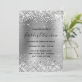 Glittery Silver Foil Birthday Celebration Kaart (Staand voorkant)
