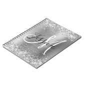 Glittery Silver Foil Black en White Monogram Notitieboek (Linkerzijde)