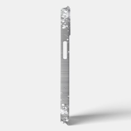 Glittery Silver Foil Elegant Monogram Case-Mate iPhone Case (Achterkant / Rechts)