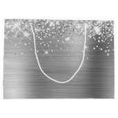 Glittery Silver Foil Fancy Happy Jubileum Groot Cadeauzakje (Achterkant)