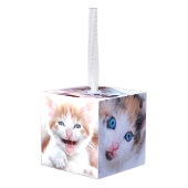 Glittery Silver Foil Fancy Monogram Kubus Ornament (Achter hoekig)