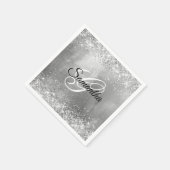 Glittery Silver Foil Fancy Monogram Servet (Hoek)