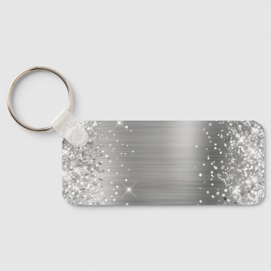 Glittery Silver Foil Fancy Monogram Sleutelhanger (Achterkant)