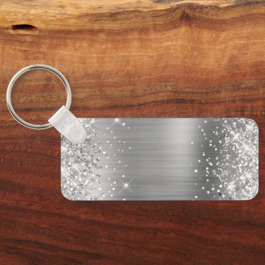 Glittery Silver Foil Fancy Monogram Sleutelhanger (Achterkant)