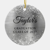 Glittery Silver Foil Graduation Keramisch Ornament (Voorkant)