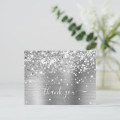 Glittery Silver Foil Modern Girly Bedankt Briefkaart (Staand voorkant)