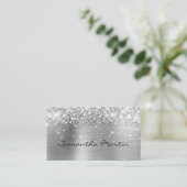 Glittery Silver Foil Visitekaartje (Staand voorkant)