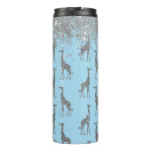 Glittery Silver Giraffe over Dreamweaver Blue Thermosbeker (Achterkant)