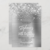 Glittery Silver Glam 30th Birthday Brush Script Kaart (Voorkant / Achterkant)