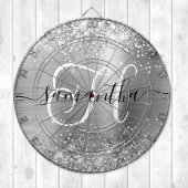 Glittery Silver Glam Monogram Dartbord