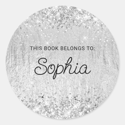 Glittery Silver Glam Texture Book Ronde Sticker (Voorkant)