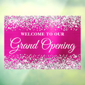 Glittery Silver Hot Pink Grand Opening Raamsticker (Vel 3)