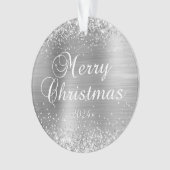 Glittery Silver Joyeux Noël Photo de famille (devant)