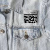 Glittery Silver Leopard Safari Print Vierkante Button 5,1 Cm (In situ)