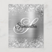Glittery Silver Monogram 21st Invite Flyer (Achterkant)