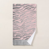 Glittery Silver Zebra Imprimer sur rose Personnali (Serviette à main)