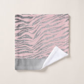 Glittery Silver Zebra Imprimer sur rose Personnali (Gant de toilette)