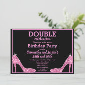 Glittery Sparkly Pink Stilettos Dubbele Verjaardag Kaart (Staand voorkant)
