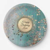 Glittery Stardust op Blue Blauwgroen Papieren Bordje (Voorkant)