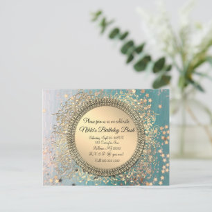 Glittery Stardust op Blue Gepersonaliseerde Verjaa Aankondigingskaart