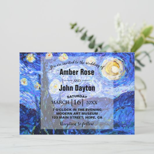 Glittery Starry Night Custom Wedding Invitation (Debout devant)