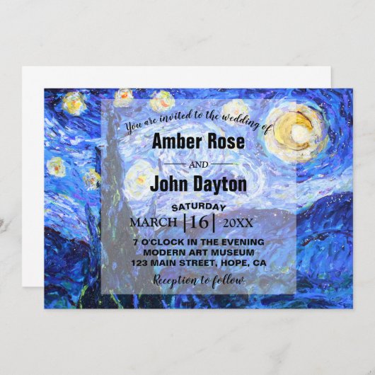 Glittery Starry Night Custom Wedding Invitation (Devant / Derrière)