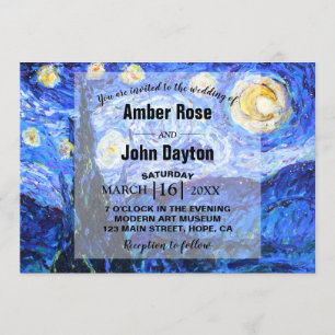 Glittery Starry Night Custom Wedding Invitation