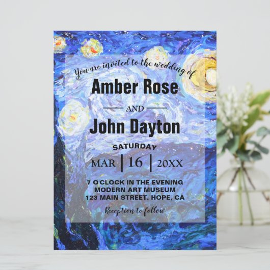 Glittery Starry Night Custom Wedding Invitations (Debout devant)