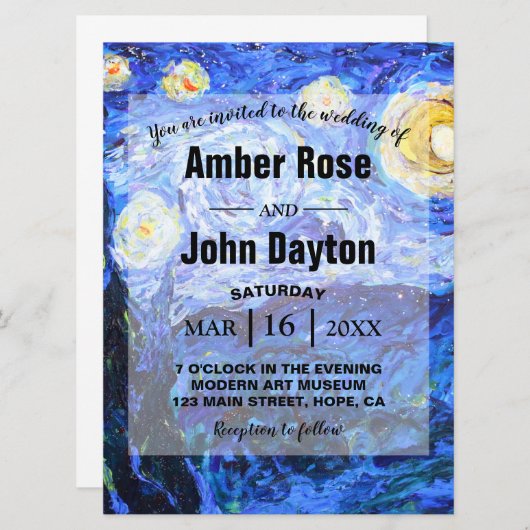 Glittery Starry Night Custom Wedding Invitations (Devant / Derrière)