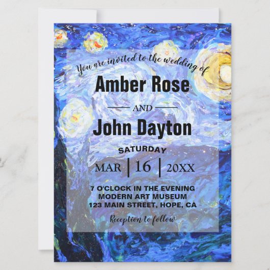 Glittery Starry Night Custom Wedding Invitations (Devant)