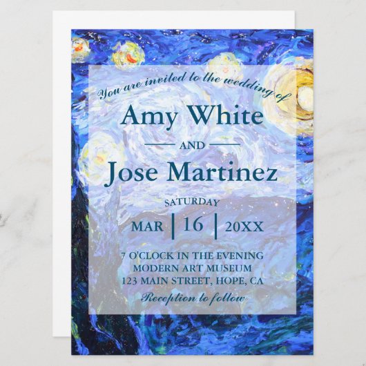 Glittery Starry Night Custom Wedding Invitations (Devant / Derrière)