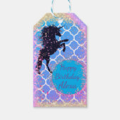 Glittery Starry Whimsical Unicorn Birthday Cadeaulabel (Voorkant)