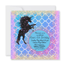 Glittery Starry Whimsical Unicorn Birthday