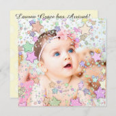 Glittery Stars Baby Faire-part de naissance (Devant / Derrière)