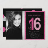 Glittery Sweet 16 Anniversaire Invitations (Devant / Derrière)