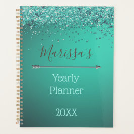Glittery Turquiose Jaarlijkse Planner Gepersonalis