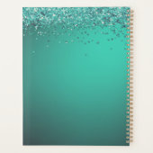 Glittery Turquiose Jaarlijkse Planner Gepersonalis (Achterkant)
