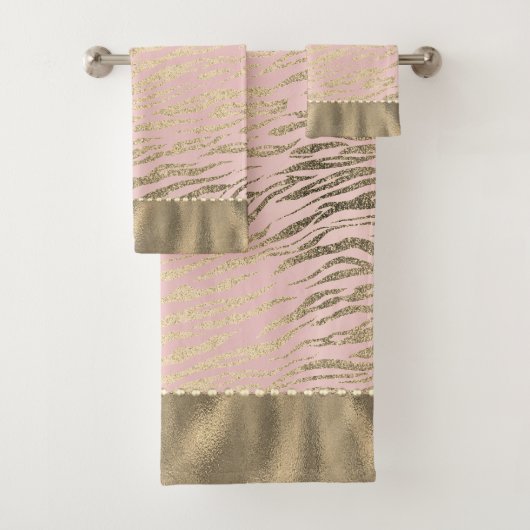 Glittery Zebra Imprimer sur ensemble de serviettes (En situation)
