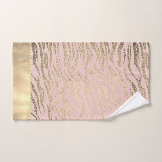 Glittery Zebra Imprimer sur ensemble de serviettes (Serviette à main)