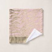 Glittery Zebra Print op Roze Blush Bath Towel Set Bad Handdoek (Wasdoekje)